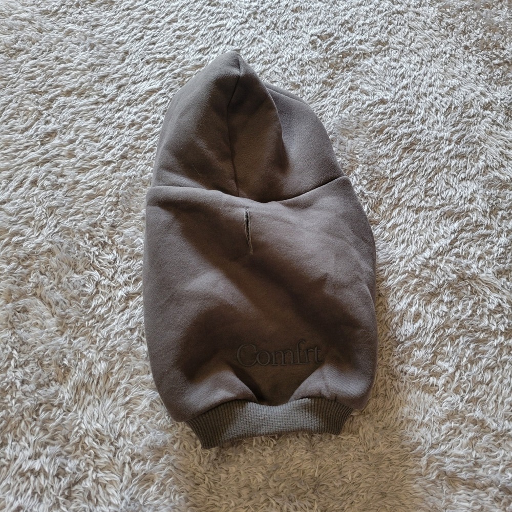 Comfrt Small Dog Hoodie Gray Fleece Pet Sweater Leash Hole XS
